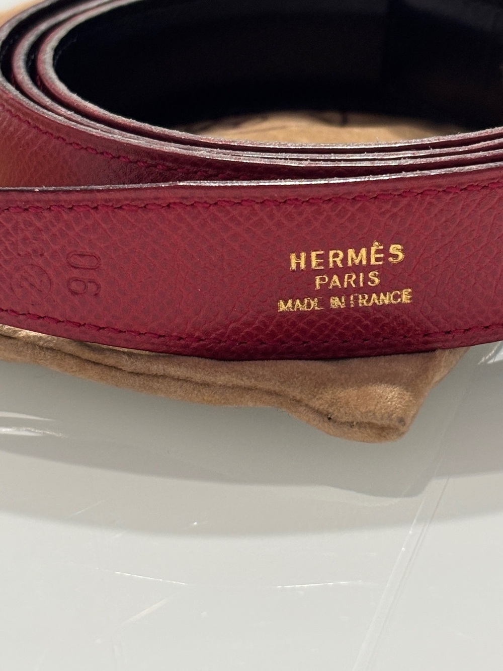 Vintage 1986 Hermès Reversible Red Black Belt Strap Size 90